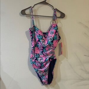 Lilly Pulitzer Pink and Green Floral Kids One Piece